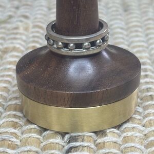 Silver Tone Beaded Dotted Band Ring Costume Silpada Style Ring Women’s Size 7.5